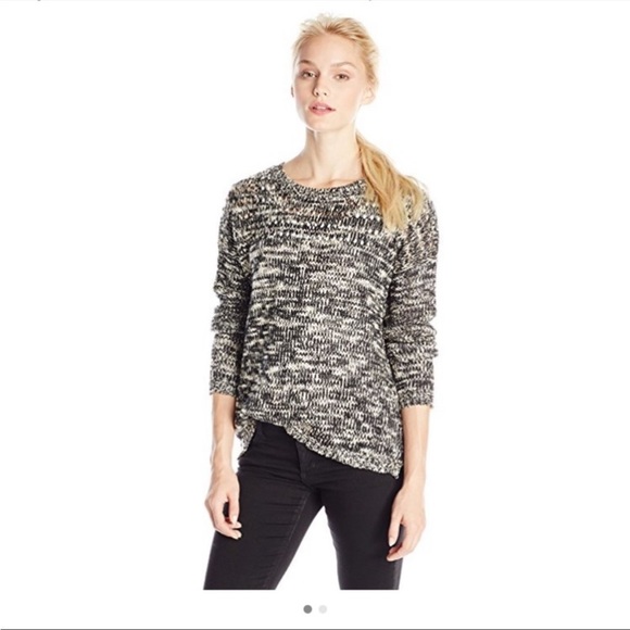JACK by BB Dakota black white and gold Marion Drop Needle Sweater - Picture 1 of 8